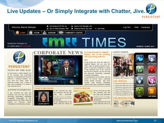 Live Updates – Or Simply Integrate with Chatter, Jive…




© 2010 Persistent Systems Ltd            www.persistentsys.com   23
 
