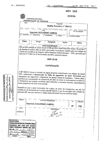 Emendas A MP 582/2012