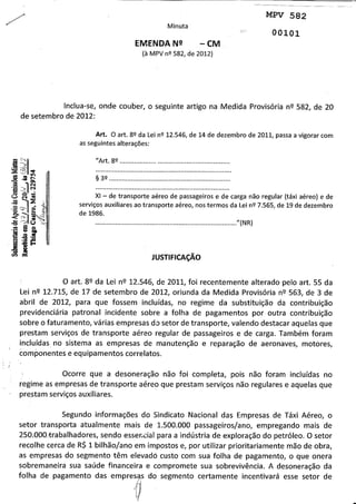 Emendas A MP 582/2012