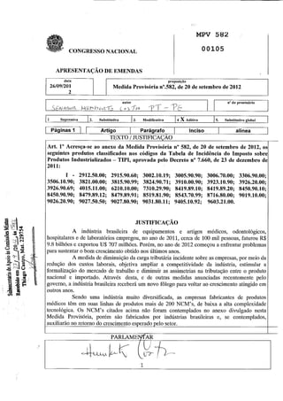 Emendas A MP 582/2012