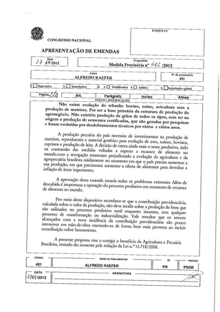 Emendas A MP 582/2012