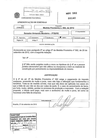 Emendas A MP 582/2012