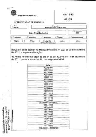 Emendas A MP 582/2012