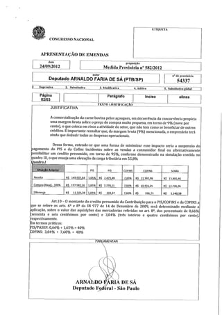 Emendas A MP 582/2012