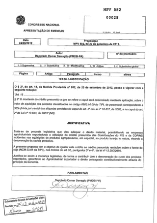 Emendas A MP 582/2012