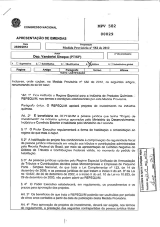 Emendas A MP 582/2012