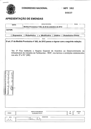 Emendas A MP 582/2012