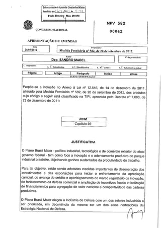 Emendas A MP 582/2012