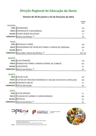 Ementas 04.01.2013 a 01.02.2013