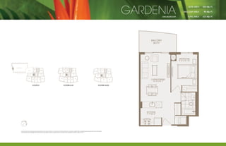 90 FT2




                                                                                                                                                                                                           gardenia
                                                                                                                        BEDROOM
                                                                                                                        9’-2”x10’-10”           BEDROOM
                                                                                                                                                9’-2”x10’-10”              BEDROOM                                                                     SUITE AREA:   533 SQ. FT.
                                                                                                                                                                           9’-2”x10’-10”



                                                                                                                                                                                                                                                 BALCONY AREA:        90 SQ. FT.
                                                                                    LIVING/DINING
                                                                                                           LIVING/DINING
                                                                                                                                                                                                                                                                     623 SQ. FT.
                                                                                      10’-6”x16’-7”
                                                                                                             10’-6”x16’-7”                   LIVING/DINING
                                                                                                                                               10’-6”x16’-7”                                                                  ONE BEDROOM             TOTAL AREA:
                                                                                                                             L.
                                                                                                                                                      L.
                                                                                                                                                                                L.




                                                                               KITCHEN
                                                                               7’-7”x9’-4”            KITCHEN
                                                                                                      7’-7”x9’-4”                       KITCHEN
                                                                                                                                        7’-7”x9’-4”




                                                                                                                                                                                                                   BALCONY
                                                                                 SUITE 533 SUITE 533                                                                                                                90 FT2
                                                                                BALCONY BALCONY 90 SUITE 533
                                                                                         90
                                                                                 TOTAL 623                BALCONY 90
                                                                                           TOTAL 623
                                                                                                 DEN
                                                                                              5’-9”x6’-3”  TOTAL 623

                                                                                                               KITCHEN
                                                                                                              7’-9”x11’-0”

                                                                                                                                                                                                                                            BEDROOM
                                                                                                                                                                                                                                            9’-2”x10’-10”
                                                                                                                                                                BEDROOM
                                                                                                                                                                9’-10”x13’-5”


LANDSCAPED TERRACE
                         LANDSCAPED TERRACE

                                                     LANDSCAPED TERRACE

                                  AMENITY
                                                      AMENITY
                                                                          L.
                                                                                       AMENITY


                                                                                                                        LIVING/DINING
                                                                                                                          14’-3”x21’-5”


                                                                                                                                                                                                                   LIVING/DINING
                                                                                                                    4
                                                                                                                                            4
                                                                                                                                                                       4
                                                                                                                                                                                                                     10’-6”x16’-7”

                                              FLOOR 5                                                                             FLOORS 6-33                                               FLOORS 34-36
                                              MASTER BEDROOM
                                                 9’-8”x13’-11”
                                                                                                                                                                                                                                                 L.



                                                                                                       BALCONY
                                                                                                        297 FT2




                                                                                                                                                                                                              KITCHEN
                                                                                                                                                                                                              7’-7”x9’-4”




                All areas and room dimensions are approximate. Floor area measure in accordance with Tarion Warranty Corporation bulletin #22. Actual living areas will vary from floor area stated.
                The purchaser acknowledges that the actual unit purchased may be a reverse layout to the plan shown. Illustration is artist concept. E. & O. E.




                                                                                                                                                                                                                   SUITE 533
 