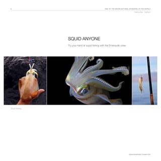 9                                                One of the Seven Natural Wonders of the World
                                                                              Halong Bay - Vietnam




                SQUID ANYONE
                Try your hand at squid fishing with the Emeraude crew.




Squid fishing




                                                                         www.emeraude-cruises.com
 