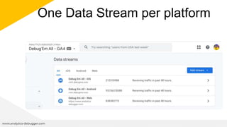 One Data Stream per platform
www.analytics-debugger.com
 