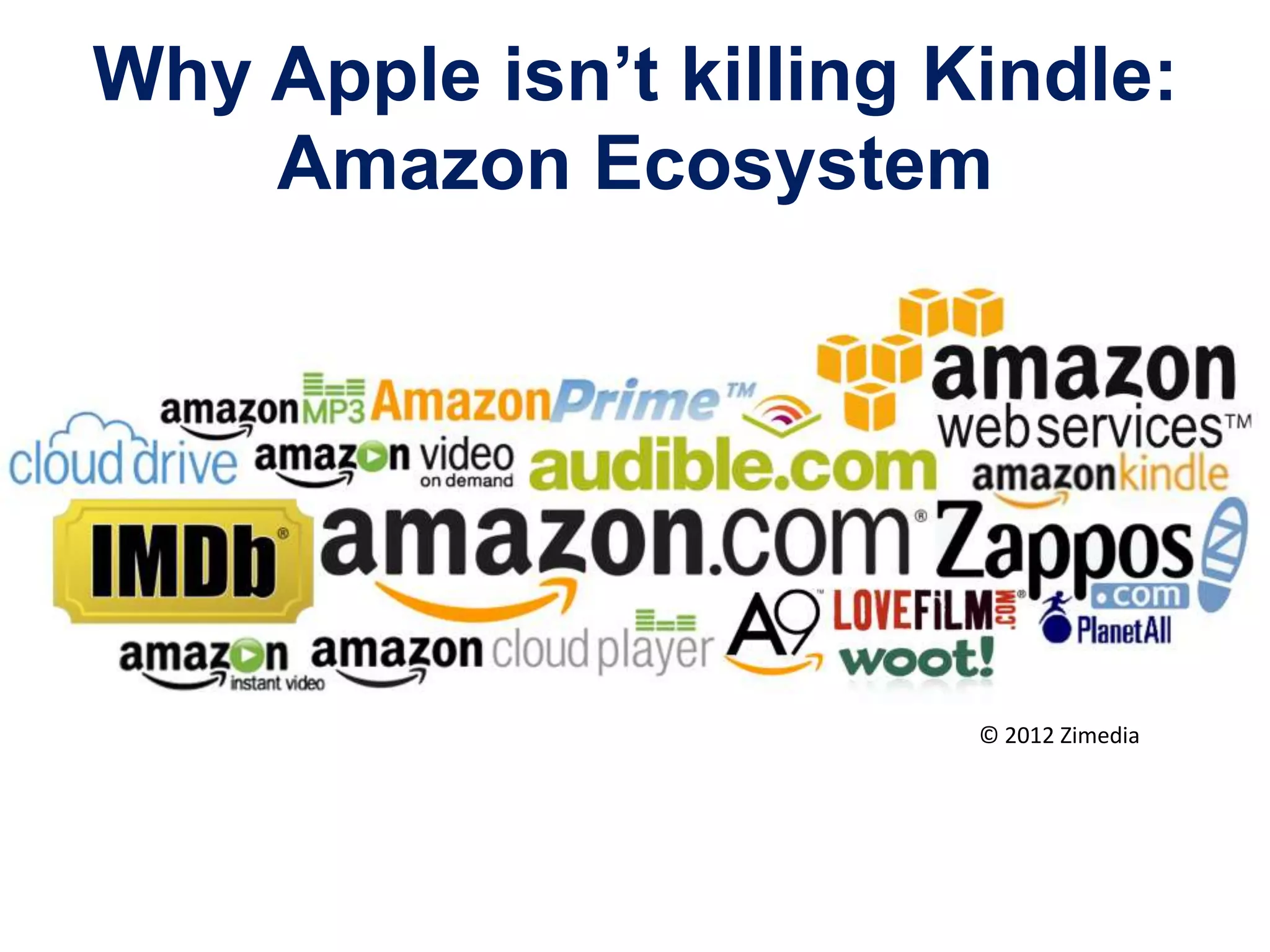 Why Apple isn‟t killing Kindle:
Amazon Ecosystem

© 2012 Zimedia

 