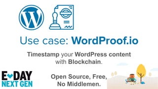 Did you WordProof your
content, yet?
https://wordproof.io/start
- Free (premium propositions available for corp. & publish...