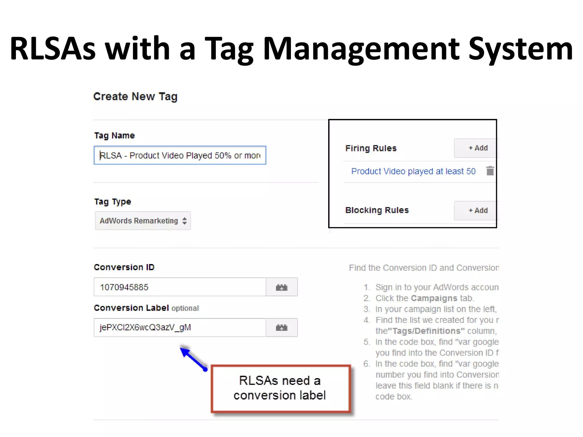 RLSAs with a Tag Management System 
 