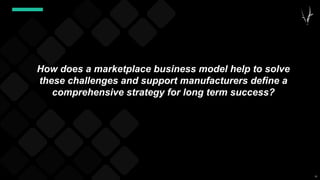 52
How does a marketplace business model help to solve
these challenges and support manufacturers define a
comprehensive strategy for long term success?
 