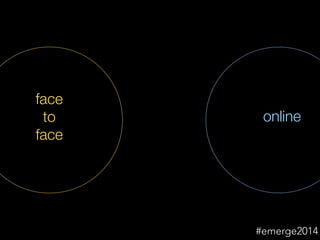 face
to
face
online
#emerge2014
 