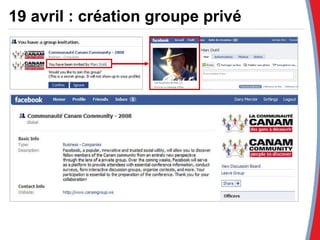 19 avril : création groupe privé 