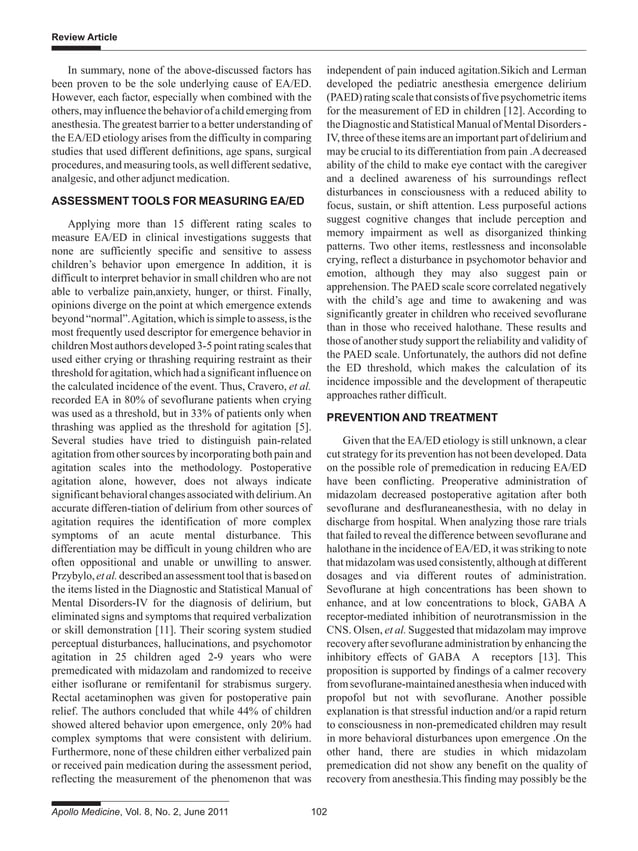 Emergence Delirium (ED) in Children | PDF | First Aid | Injuries