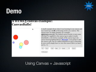 HTML5



Demo




       Using Canvas + Javascript
 