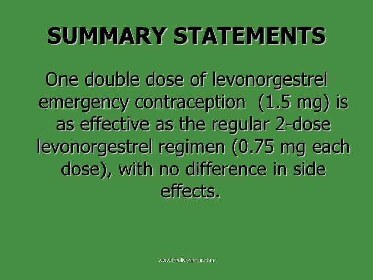Levonorgestrel Pill Effectiveness