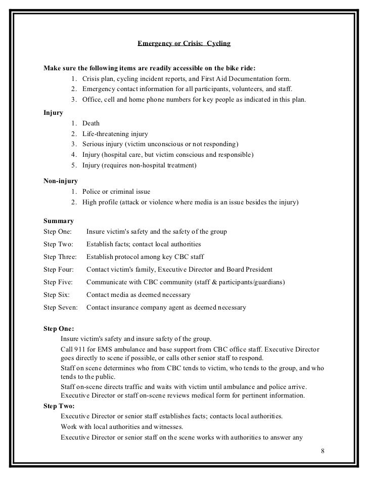 sample emergency action plans