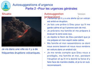 Partie 2 –Pour les urgences générales
Autosuggestions d’urgence
Je vis dans une ville où il y a de
fréquentes éruptions vo...