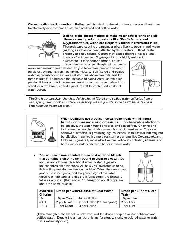 Emergency Disinfection of Drinking Water via EPA