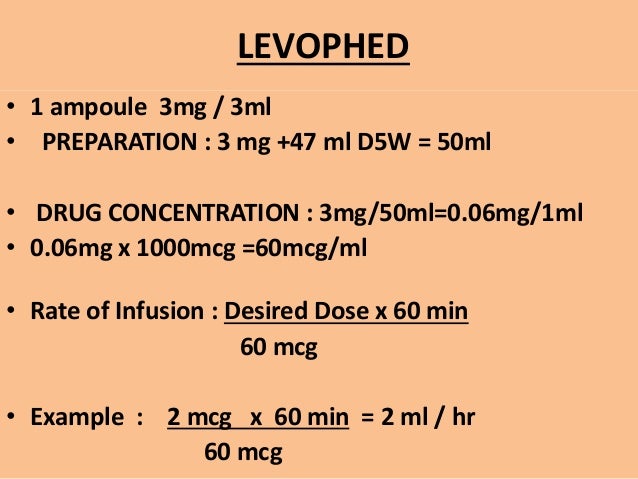 emergency drugs levophed drip chart