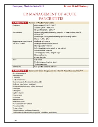 Emergency Medicine Notes 2019 Dr Abd El Aal Elbahnasy
103
ER MANAGEMENT OF ACUTE
PANCRETITIS
 
