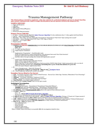 Emergency Medicine Notes 2019 Dr Abd El Aal Elbahnasy
180
 