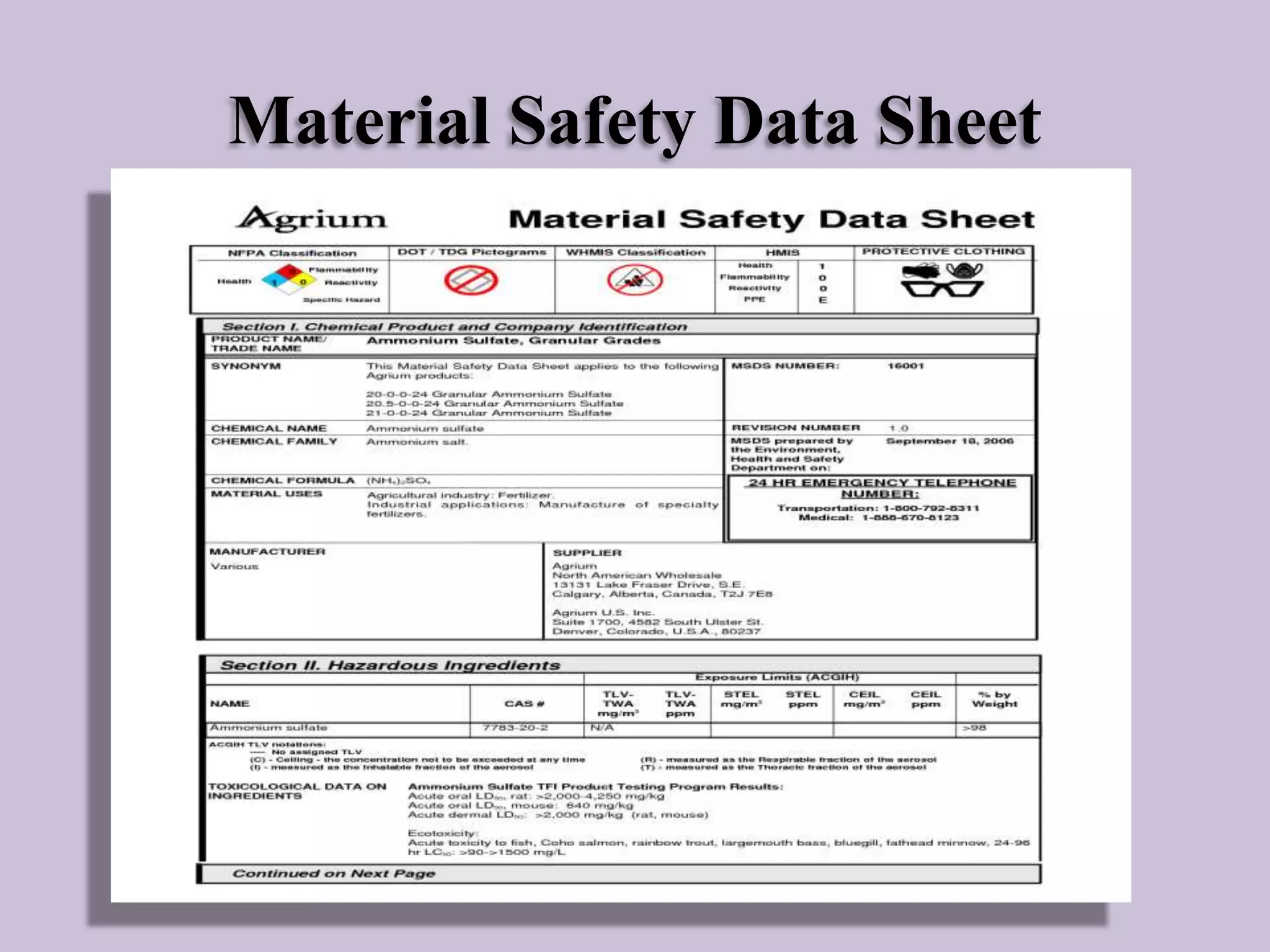 Material Safety Data Sheet

 