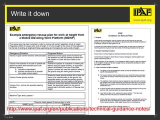 http://www.ipaf.org/en/publications/technical-guidance-notes/
Write it down
 