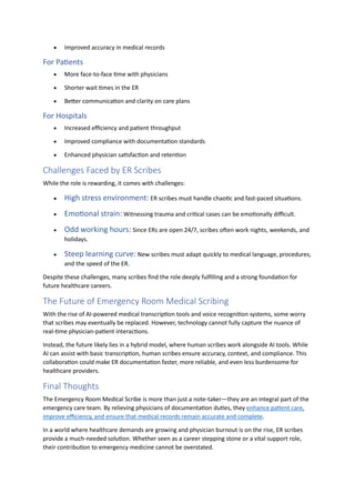 Emergency Room Medical Scribe: The Unsung Hero of ER Documentation | PDF