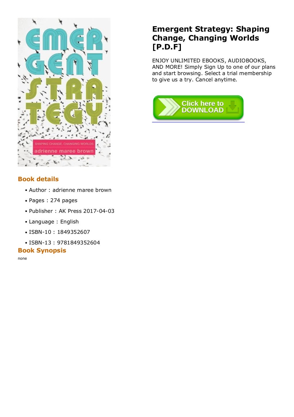 emergent strategy shaping change changing worlds book buy emergent strategy shaping change changing worlds book buy