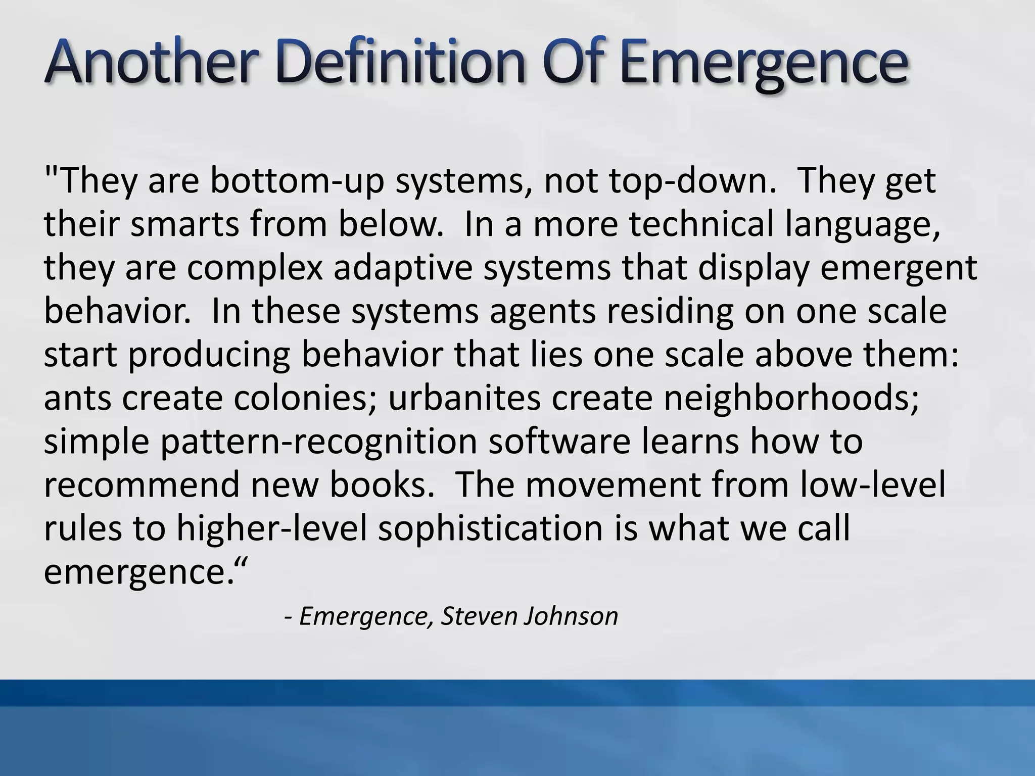 AgendaIntroductionWhat is Architecture?What is an Architect?What is Emergence?How Can We Foster Emergence?How To Maximize Value DeliveryConclusion and Q&A