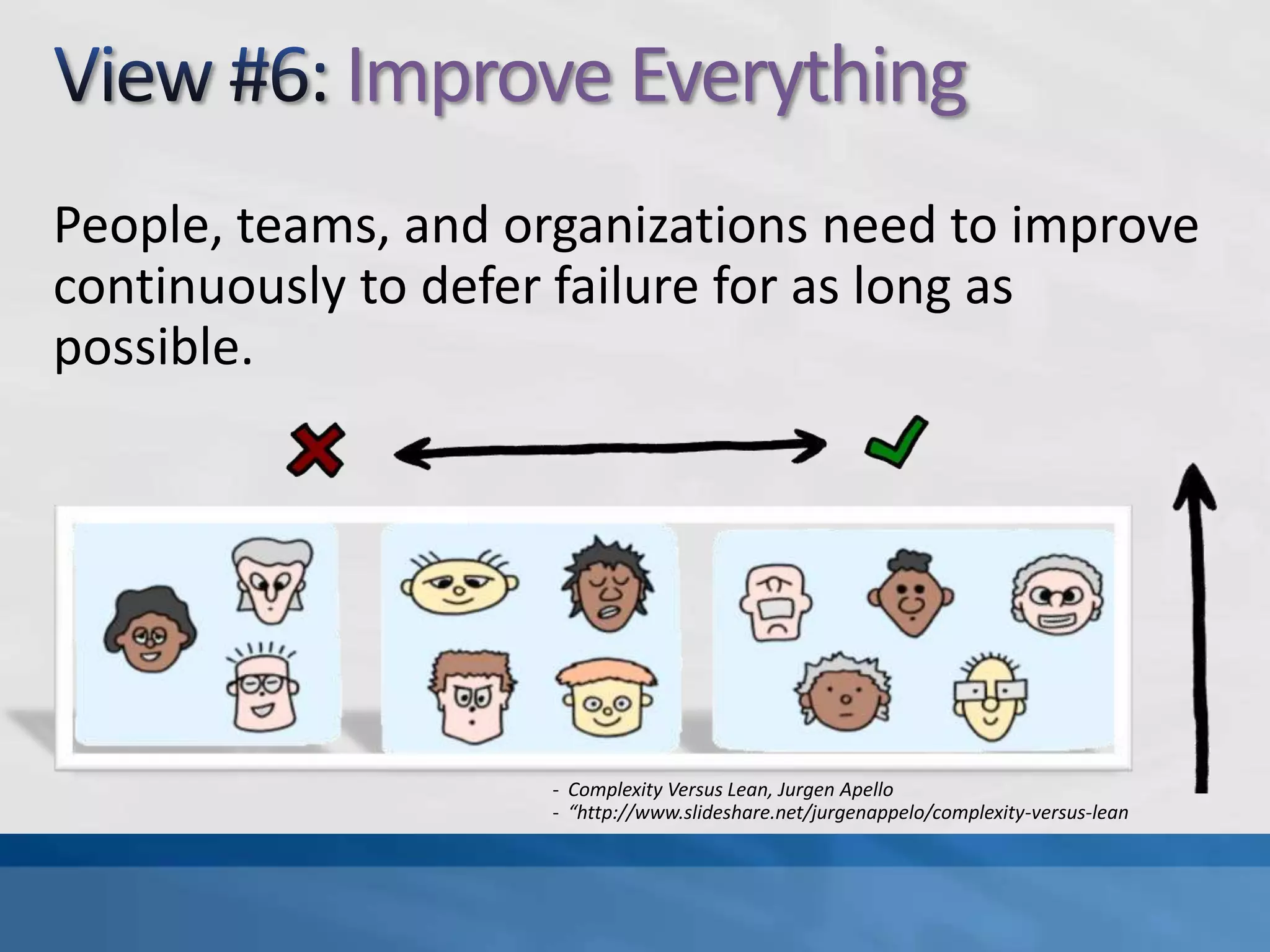 “http://www.slideshare.net/jurgenappelo/complexity-versus-leanView #4: Develop CompetenceTeams cannot achieve these goals if team members aren’t capable enough, and managers must therefore contribute to the development of competence.Complexity Versus Lean, JurgenApello