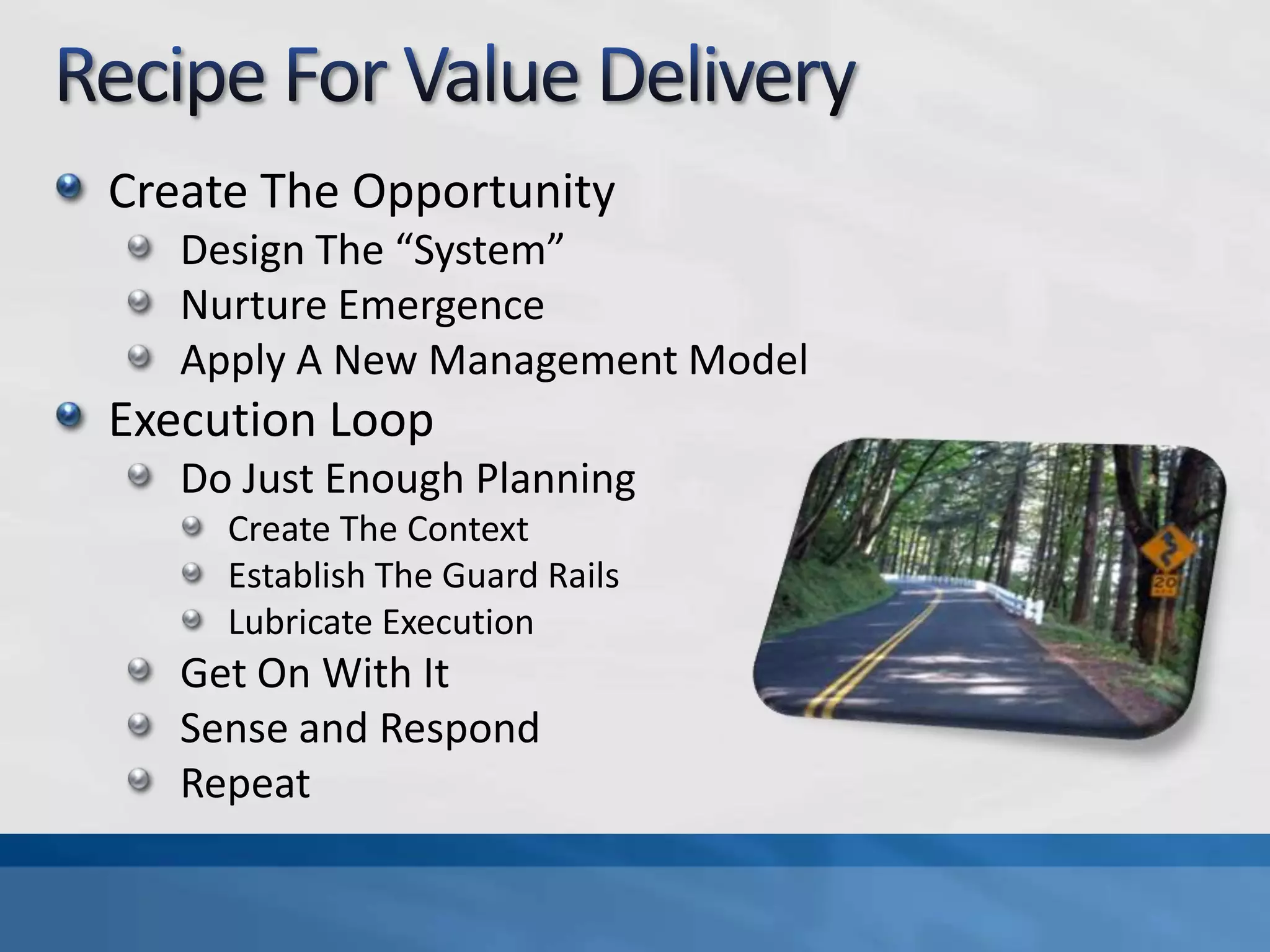 “http://www.slideshare.net/jurgenappelo/complexity-versus-lean“Nurture” EmergencePassionately Apply a NewManagement Model That1. Establishes Clear Context, and2. Energizes and Empowers The People