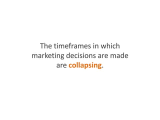 The timeframes in which
marketing decisions are made
are collapsing.
 