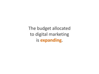 The budget allocated
to digital marketing
is expanding.
 