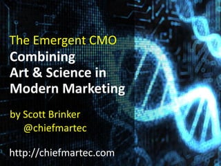The Emergent CMO
Combining
Art & Science in
Modern Marketing
by Scott Brinker
@chiefmartec
http://chiefmartec.com
 