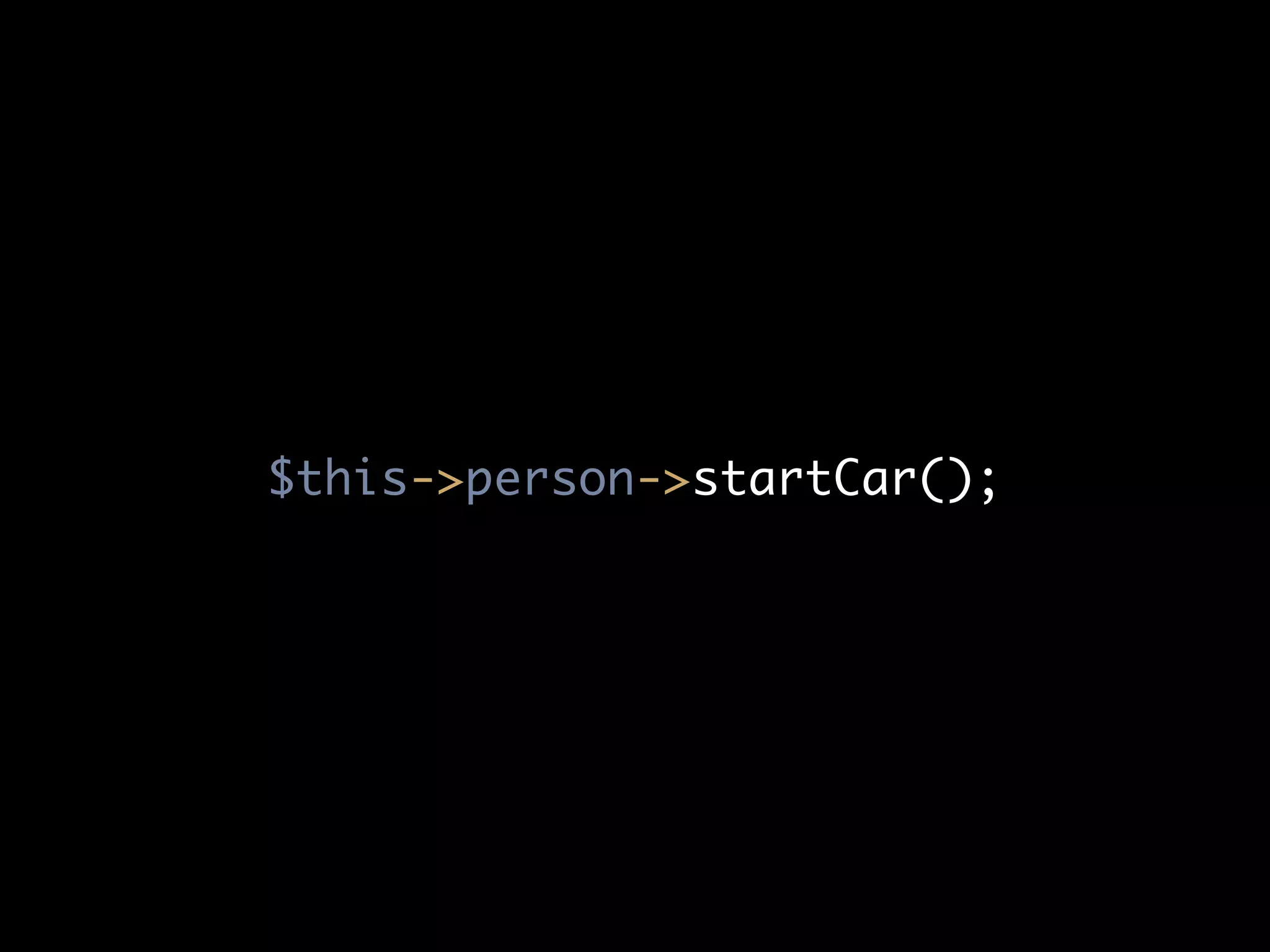 $this->person->startCar();
 
