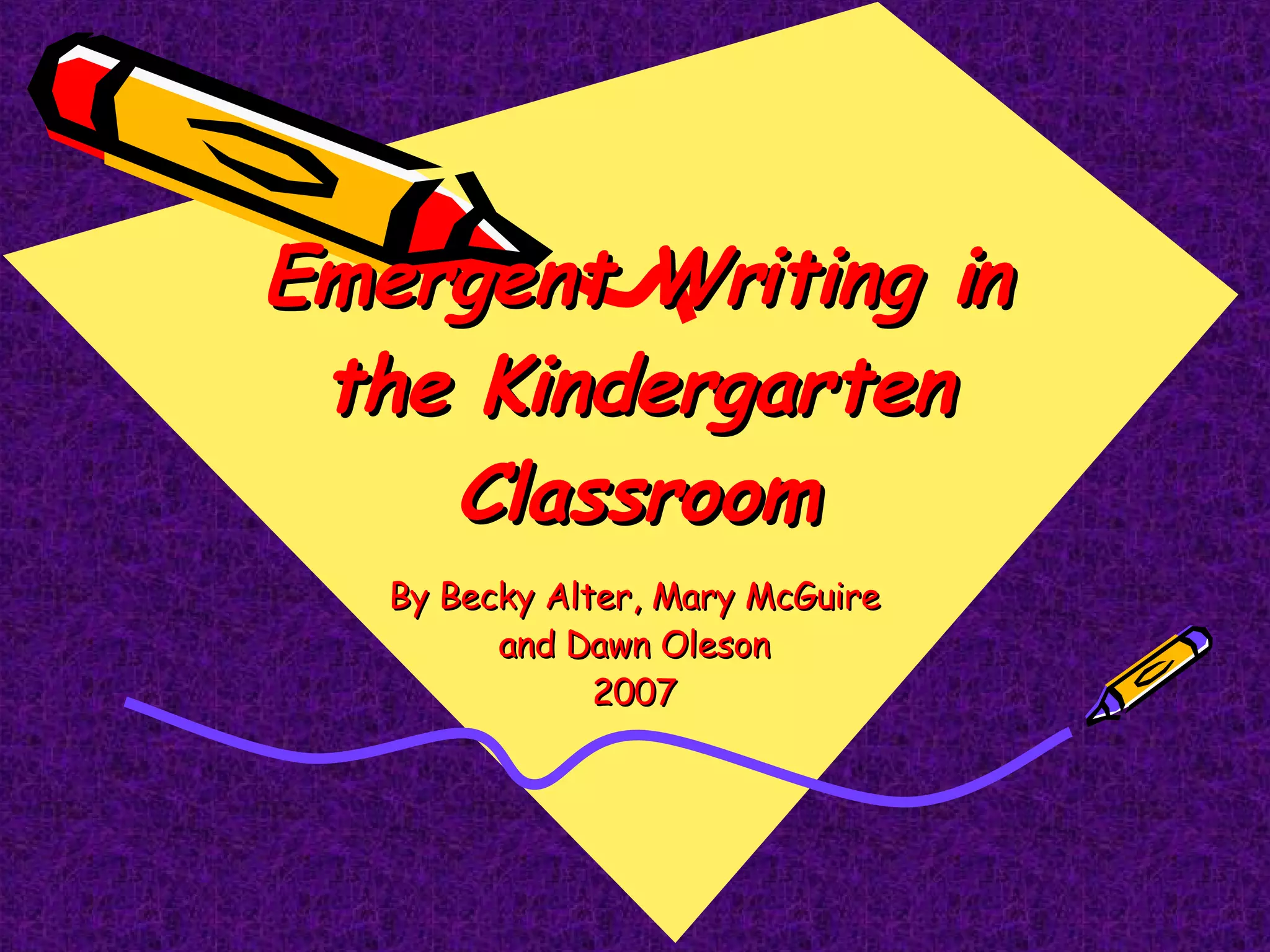 Emergent Writing In The Kindergarten Classroom[1] | PPT