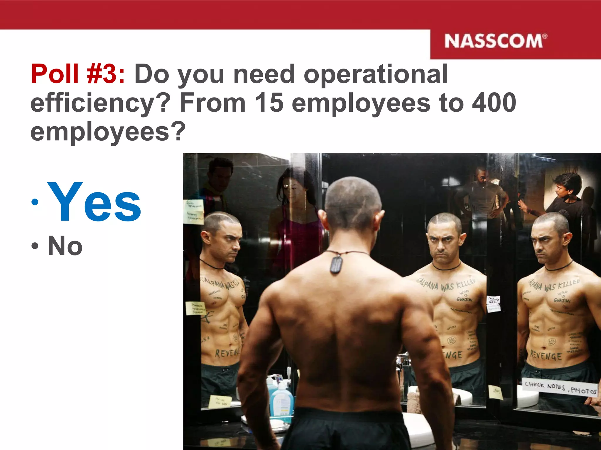 Poll #3:  Do you need operational efficiency? From 15 employees to 400 employees?  Yes No  