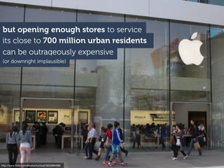 its close to 700 million urban residents
but opening enough stores to service
can be outrageously expensive
http://www.ﬂic...