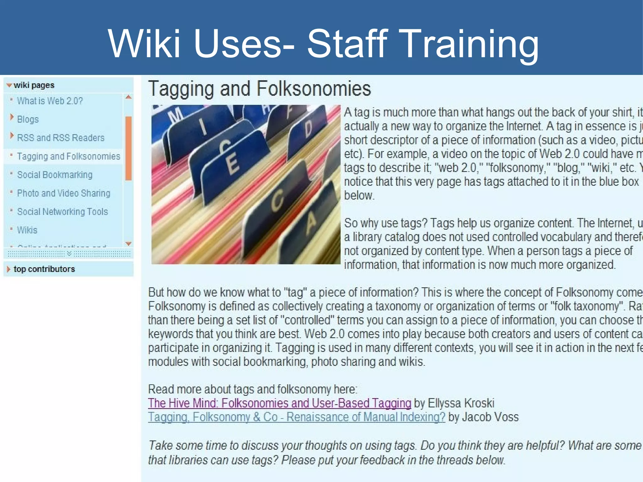 Wiki Uses- Staff Training 
