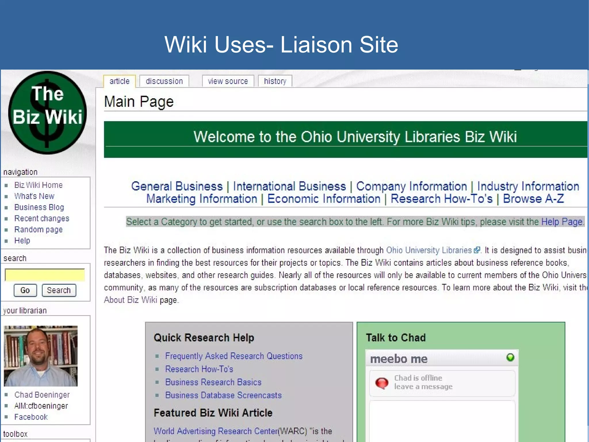 Wiki Uses- Liaison Site   