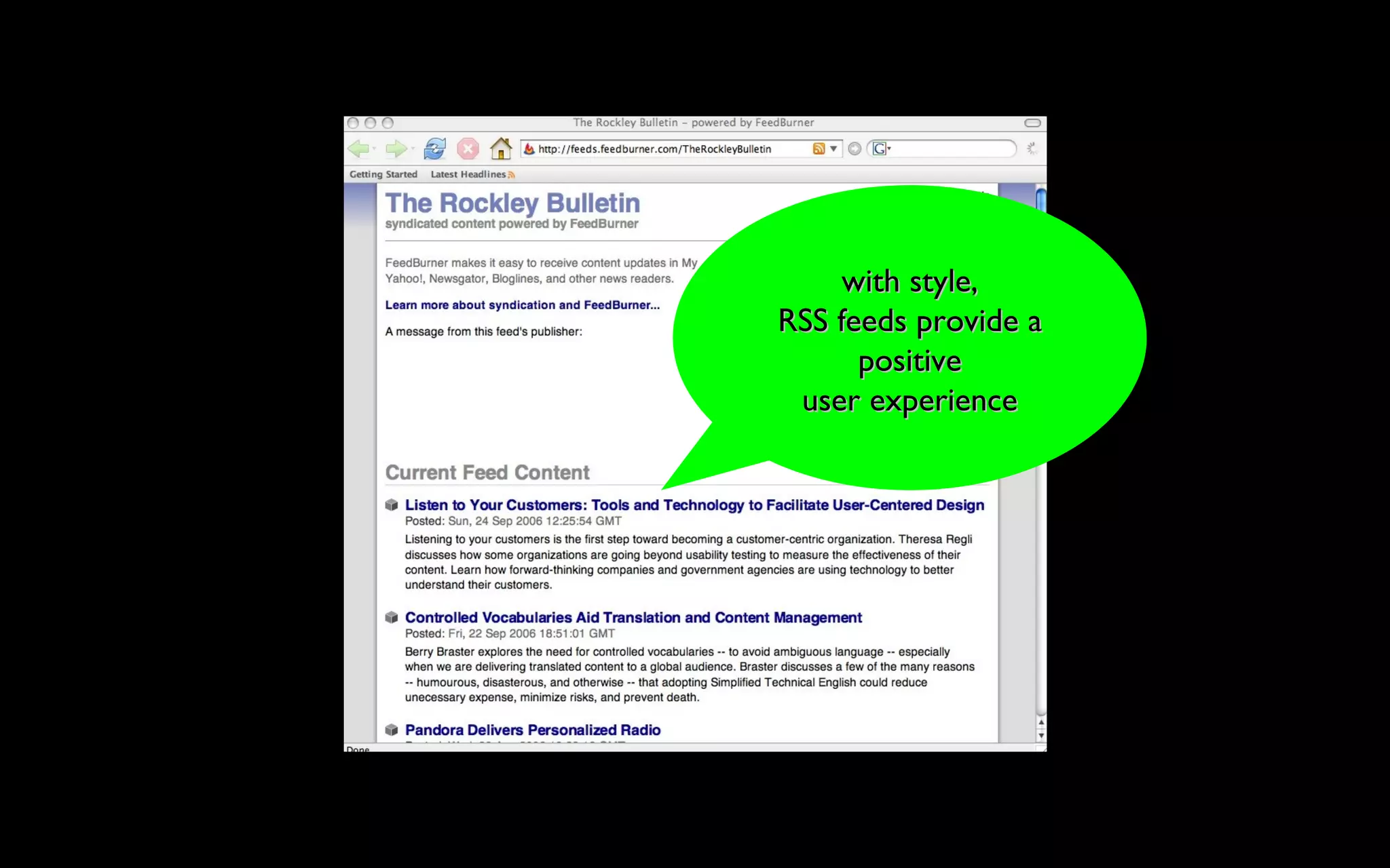 with style, RSS feeds provide a positive user experience 