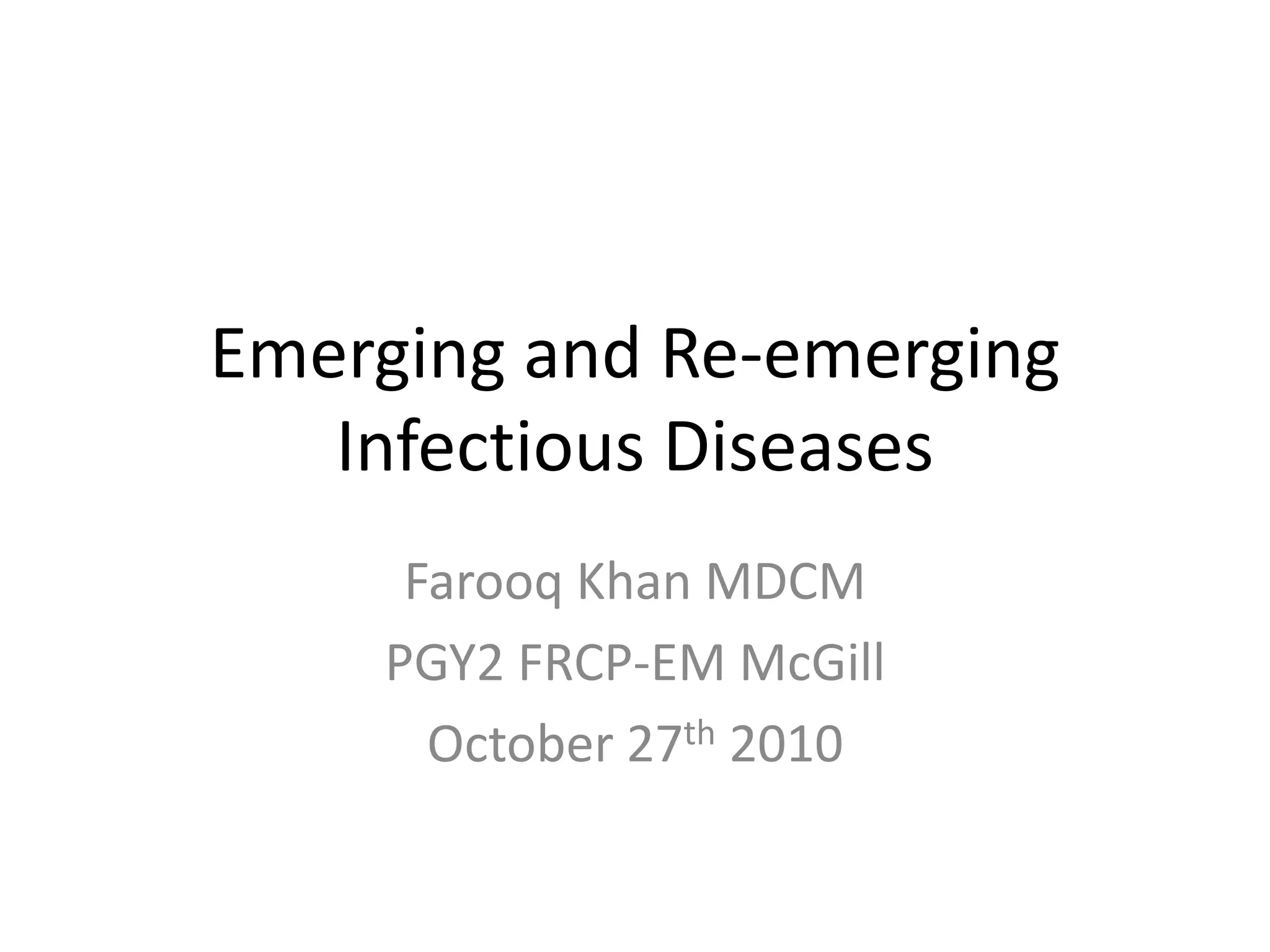 Emerging and Re-emerging Infectious Diseases | PPTX