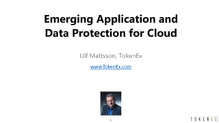 1
Emerging Application and
Data Protection for Cloud
Ulf Mattsson, TokenEx
www.TokenEx.com
 
